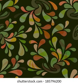 Seamless dark green floral vector wallpaper pattern.