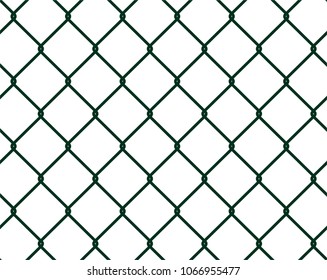 Seamless dark green vector fence. Isolated on white background.