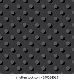 Seamless dark grey polka dot with offset shadow pattern vector