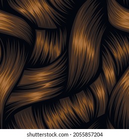 Seamless dark hair texture. Vector pattern