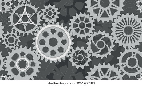 Seamless dark monochrome gear pattern