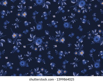 seamless dark night floral pattern