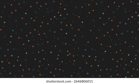 Seamless dark night sky background with colorful star outlines. Perfect for space-themed designs, kids projects, wrapping paper, party decor, and celestial digital patterns.