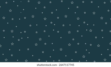 Seamless dark night sky star outline pattern vector. Celestial background with white stars on navy blue, perfect for bedtime themes, nursery decor, kids' designs, wallpapers, and dreamy fabric prints.