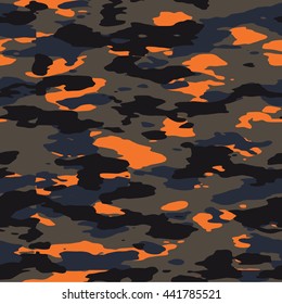 Seamless Dark And Orange Wide Camo Fashion Pattern Vector