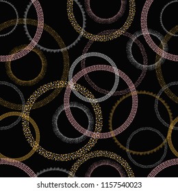 Seamless dark pattern with hand drawn circles.