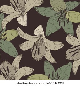 Seamless Dark Pattern Lilium Casa Blanca