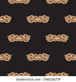 Seamless dark pattern with monograms in the Baroque style. Good for menus, postcards, books, murals and fabrics. Vector illustration.
