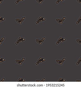 Seamless dark pattern with whales in simple style. Good for backgrounds, prints, apparel and textiles. Vector illustration.