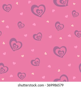 Seamless dark pink with a blue pattern of love. A heart