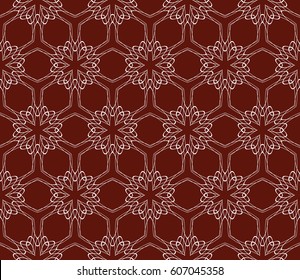 Seamless dark red and silver color floral pattern. vector illustration. For design, wallpaper, background fills, fill, card, banner, flyer. Ethnic ornament