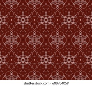 Seamless dark red and silver color floral pattern. vector illustration. For design, wallpaper, background fills, fill, card, banner, flyer. Ethnic ornament
