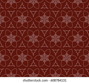 Seamless dark red and silver color floral pattern. vector illustration. For design, wallpaper, background fills, fill, card, banner, flyer. Ethnic ornament