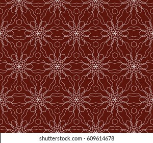 Seamless dark red and silver color floral pattern. vector illustration. For design, wallpaper, background fills, fill, card, banner, flyer. Ethnic ornament