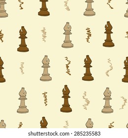 Seamless dark and white bishops with curls