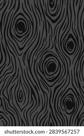 seamless dark wood grain vector texture pattern with abstract black knots and organic natural lines