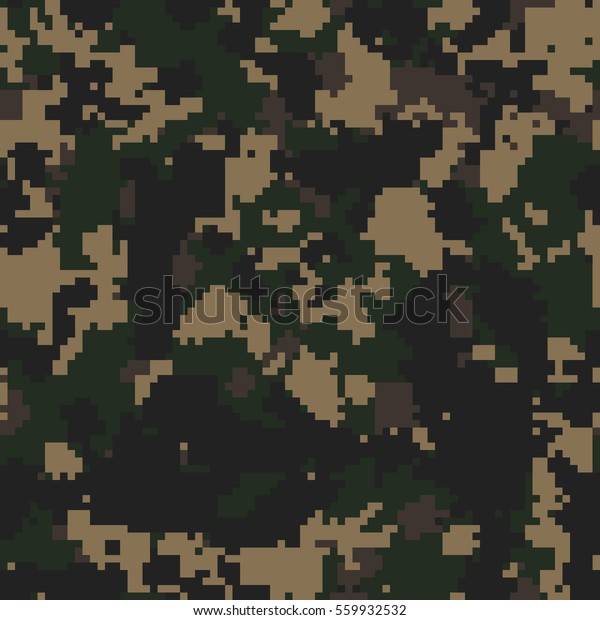 Seamless Dark Woodland Digital Pixel Camouflage Stock Vector Royalty Free