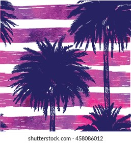 Seamless with date palms . Stylish summer background. Exotic , summer, sea . Ethnic pattern.