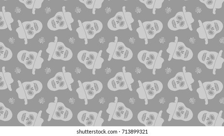 Seamless Day of the Dead Pattern with Skulls and Flowers