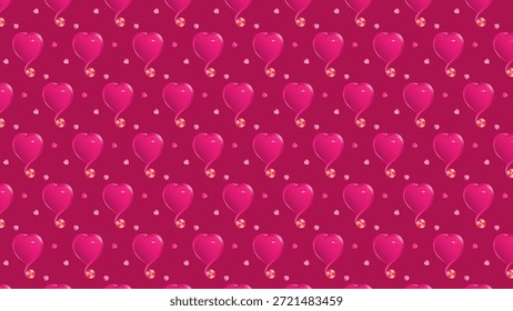 Seamless Valentine’s Day pattern with glossy heart shapes on a deep magenta background. Perfect for romantic packaging, gift wrap, and bold love-themed designs.