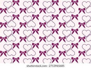 Patrón de San Valentín sin fisuras con corazones y arcos 