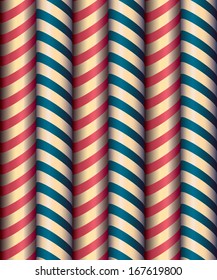 Seamless decor. Decorative stripes wrapped colored ribbon. Volume effect.