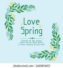 Seamless Decor of leaf and floral frame, for modern love spring card design. Vector
