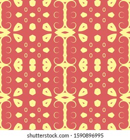 Seamless decor with simple light ornament on a red background. Vector illustration