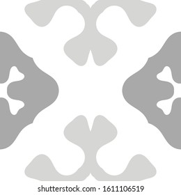 Seamless decorated pattern with ornaments in grey shades over white background. Textile swatch for cloth, blanket, carpet, wrapping paper. Tileable texture. Geometric outlines tiling design