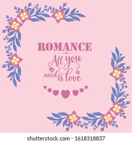 Seamless decoration of leaf and flower frame, for romance invitation card design. Vector