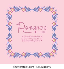Seamless decoration of leaf and flower frame, for romance invitation card design. Vector