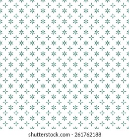 Seamless Decoration Pattern of Traditional Chinese Style. Green Color, With Small Flower of Four And Six Diamond Petals in Alternating Arrangement.