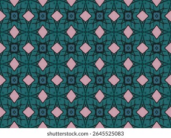 Seamless Decoration Template Digital Graphic Symmetric Perspective Interior Geometric Design Tile Luxury Texture Endless Textile Visual Cloth Fabric Wallpaper Art Shape Fashion Background Pattern.