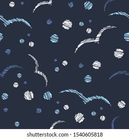Siluetas abstractas de estampado oscuro, sin inmueble, repiten un fondo interminable para textil, estampado de tela, cortinas, ropa, pantalones, papel pintado, envoltura