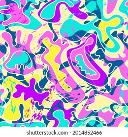 Seamless decorative abstract pattern with wave cute elements 