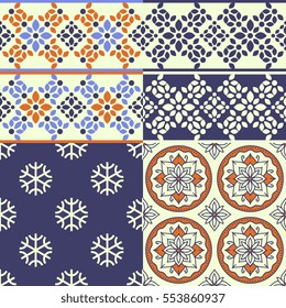 Seamless decorative abstract patterns set