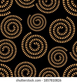 Seamless decorative abstract spiral pattern on black background.EPS10 Illustration.