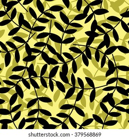 Seamless decorative background with branches and leaves. Print. Cloth design, wallpaper.