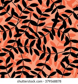 Seamless decorative background with branches and leaves. Print. Cloth design, wallpaper.