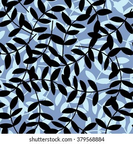 Seamless decorative background with branches and leaves. Print. Cloth design, wallpaper.