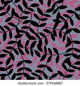 Seamless decorative background with branches and leaves. Print. Cloth design, wallpaper.