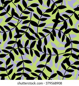 Seamless decorative background with branches and leaves. Print. Cloth design, wallpaper.