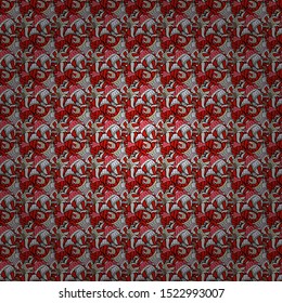 Seamless decorative background. Can be used for cards, invitations, save the date cards and many more. On red, black and gray colors. Vector illustration. Doodles.
