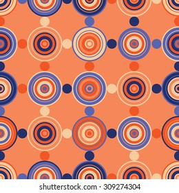 Seamless decorative background with colored circles and dots