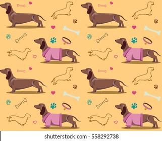 Seamless decorative background with Dachshund