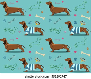 Seamless decorative background with Dachshund