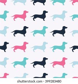 Seamless decorative background with Dachshund. Print. Cloth design, wallpaper.