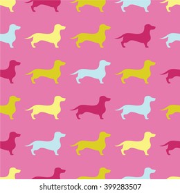 Seamless decorative background with Dachshund. Print. Cloth design, wallpaper.