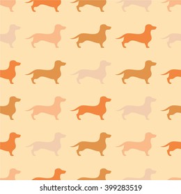 Seamless decorative background with Dachshund. Print. Cloth design, wallpaper.