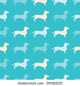 Seamless decorative background with Dachshund. Print. Cloth design, wallpaper.
